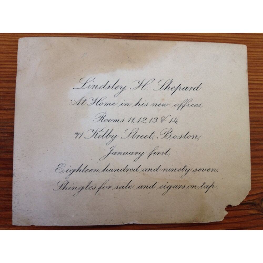 1897 Antique Victorian Business Trade Card Boston Lindsley Shepard Cigars Kilby